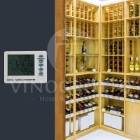 Thermometer Hygromter in use in large wine cellar