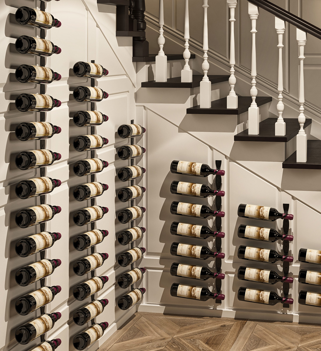 Vintage View R Series Helix Dual 15 Wall-Mounted Display Wine Rack (Right Facing Bottles, Golden Bronze)